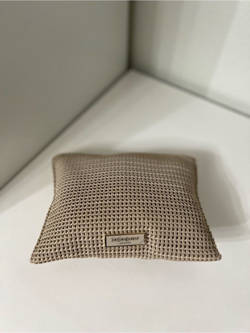 Yves Saint Laurent New Taupe Woven Cosmetic Pouch